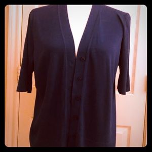 Short sleeved, cropped blue cardigan